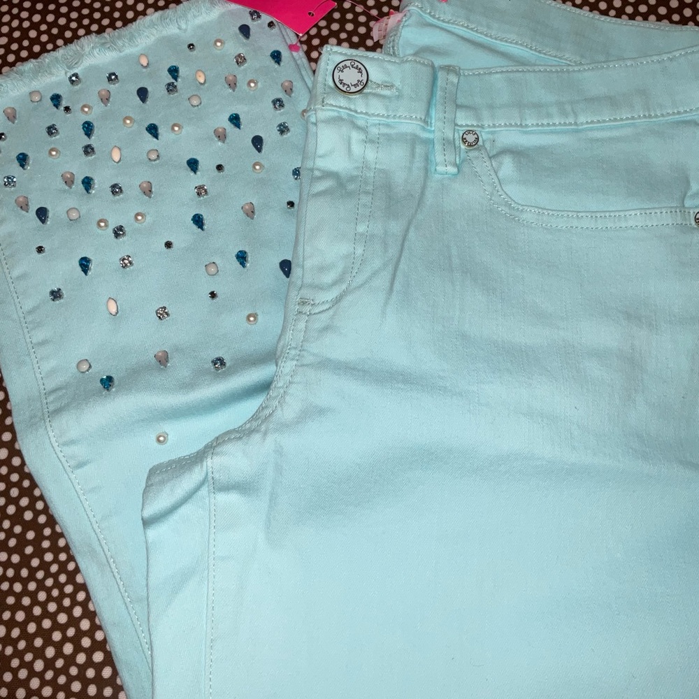 Lilly Pulitzer NWT 27 1/2" South Ocean Crop Flare Pants Whisper Blu Size 00 - Picture 7 of 16
